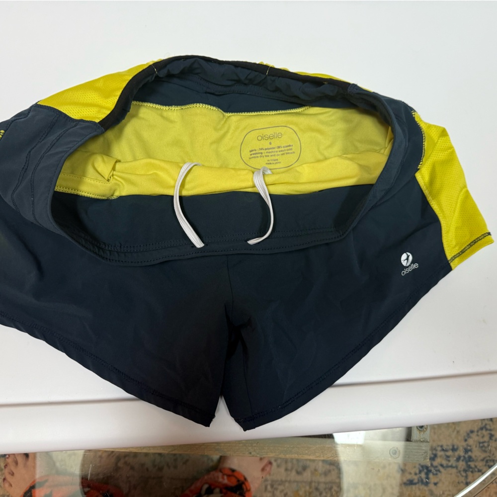 Oiselle Black and Yellow Athletic Shorts